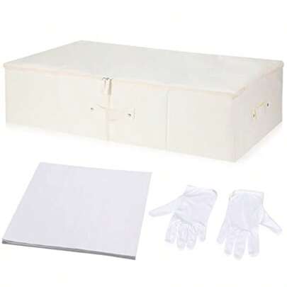 Wedding Dress Preservation Box Kit Wedding Dress Storage Box 1 Pair Microfiber Gloves 100 Sheets Of Acid Free Tissue Paper For Storage Wedding Dress Gown Bride 28 X 15.7 X 7'' SEV-944
