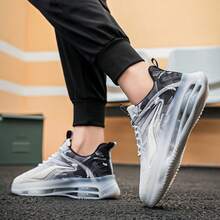 男士时尚透气轻便休闲运动鞋，网眼渐变百搭时尚运动鞋，跑步和散步 - 灰色 - 查看 7