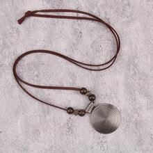 JAOYU Boho Necklace Women Large Pendant Necklace Boho Long Choker Leather Gold Necklace Vintage Earthy Jewelry - 銀色波西米亞風項鍊 - 查看 3