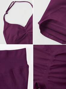 NcmRyu 1 Set Women's Fashion Casual Minimalist Versatile Backless Shaping Tank Top And Pants Sportswear Set - Purple - View 4