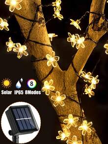 1pc Solar LED Light Outdoor Festoon Lamp Garden Fairy Light String IP65 Waterproof Solar String Lights 8 Modes Copper Wire Solar Lights For Garland Yard Birthday Wedding Party Decoration - Black - View 3