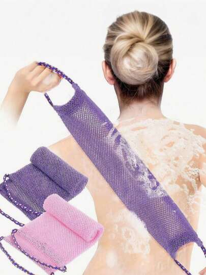 1/3pcs African Net Exfoliating Back Scrubber Set, Double-Sided Design For Gentle To Coarse Exfoliation, Effective Body Scrub, Shower Back Scrub Towel With Quality Net Material And Convenient Strap, Creates Smooth Skin, Suitable For Daily Use