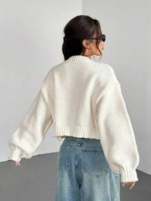 Women's Casual Floral Decor Long Sleeve Knitted Cardigan, Autumn/Winter