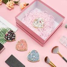 1pc/2pcs Portable Heart-Shaped Folding Makeup Mirror With Cute Fabric Case & Printed Pattern - Double-Sided Cosmetic Mirror, Ideal Gift For Women, Girls, Mothers, Friends & Wives, Compact Mirror, Vanity Mirror For Home, Travel