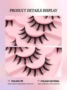 Asiteo 7 Pairs Cartoon Style False Eyelashes, Natural & Lengthening False Lashes, Anime Style Thin Strip Fake Lashes With Pointed Ends, Suitable For Daily Makeup, Cosplay, Party And Reusable - Spiky Manga Lashes - View 4