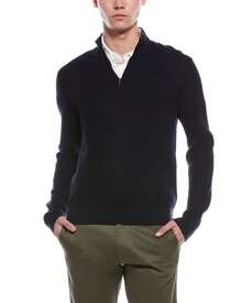 Bruno Magli Textured 1/4-Zip Merino Wool Mock Neck Sweater - Navy - View 2