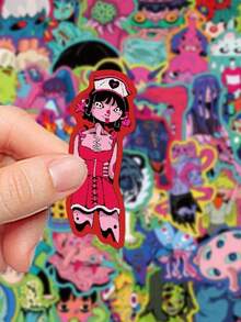 50pcs Creative Abstract Sticker Set For Diary, Notebook, Phone Case, Laptop, Skateboard, Luggage, Water Bottle Decoration,School Supplies,Back To School - Nhiều màu - Xem 7