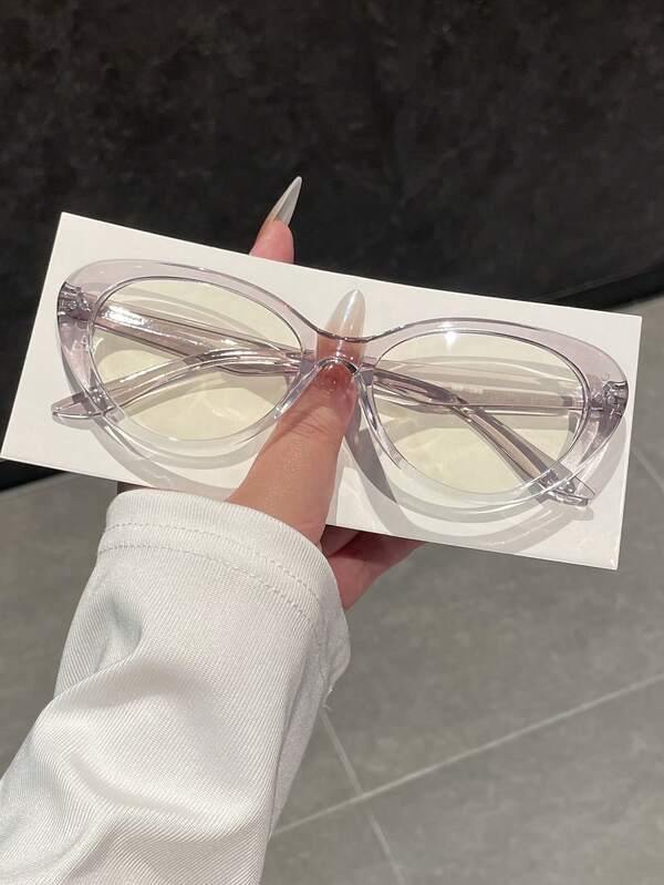 1 par de gafas ópticas de mujer con montura de PC de ojos de gato en degradado, de estilo minimalista y fresco