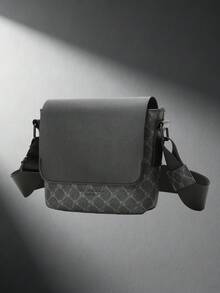 1pc Peach Tree Men's Messenger Bag, PU Leather Flap Crossbody Shoulder Bag, Casual Versatile Daily Use Small Square Bag Pouch - Multicolor - View 2