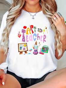 Camiseta 100% algodón Casual Blanca para Mujer Talla Grande con Estampado Floral Rosa y Multicolor - Blusa de Manga Corta y Cuello Redondo, Ideal para Uso Diario en Primavera y Verano, Fiestas y Outfits, Lavable a Máquina (Flores Rosas, Amarillo, Marrón, Melocotón) - Blanco - Ver 2