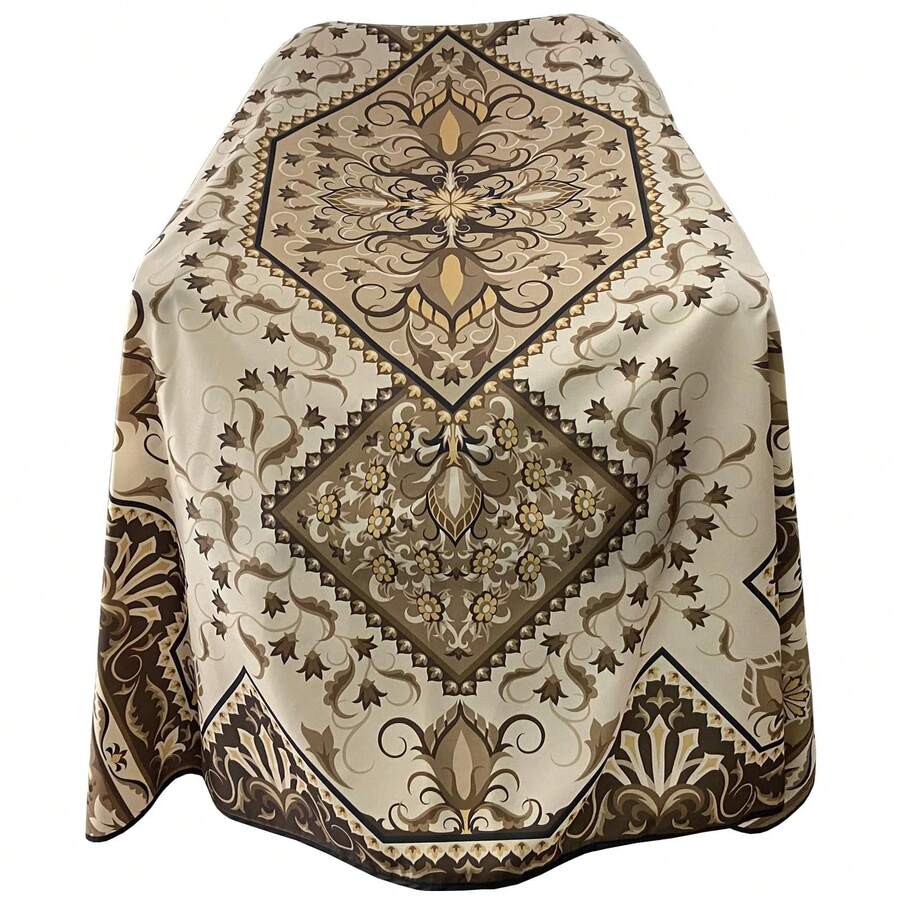 63 Inches X 55 Inches Adjustable Professional Large Hairdresser Cape - Gold Pattern, Salon And Home Use Hair Cutting Coloring Nylon Hairdressing Cape For Stylist