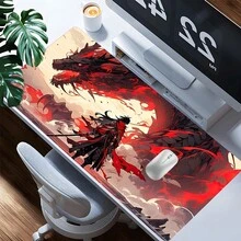 YUFZX Fashion Anime Warrior And Fiery Dragon Style Extended Mouse Pad, Large Gaming Desk Mat, Stylish Desk Decor And Protection Pad, Rubber Anti-Slip Edges, Multi-Sized, Perfect For Laptops, Desktop Gaming, Work, Home, Great Gift For Boys, Girls, Christmas And Halloween Gifts - Multicolor - View 13