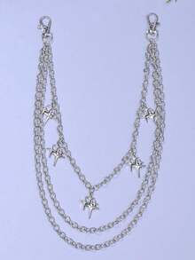 1 قطعة سلسلة بنطلون بتصميم جمجمة بنمط بانك متعدد السلاسل، إكسسوار شارع هيب هوب حاد - فضي - مشاهدة 11