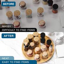 Bamboo Lazy Susan Turntable Organizer, Kitchen Spice Rack & Living Room Snack/Cosmetic Storage, Non-Slip Rotating Tray, Home Essential - 原木色 - 查看 5