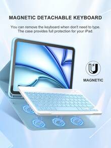 حافظة لوحة المفاتيح متوافقة مع iPad A16 (الجيل 11/10)، الجيل 9/8/7 (10.2 بوصة)، iPad Air (10.9 بوصة/11 بوصة)، مصنوعة من غطاء قلاب TPU PMMA جلد PU، تتضمن لوحة مفاتيح لاسلكية بلوتوث (بطارية 150 مللي أمبير) وحامل، لون أزرق فاتح - أزرق فاتح اللون - مشاهدة 4