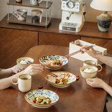 1pc Handmade Ceramic Dessert Plate, 8-Inch Ceramic Fruit Plate, Salad Plate, Serving Plate, Pasta Plate, Dessert Plate - Multicolor - View 10