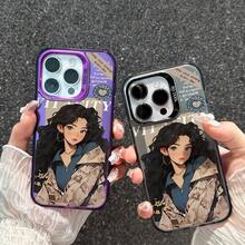 Funda compatible con Apple 16, compatible con iPhone 13 Pro/XS Max, funda plateada colorida, cobertura completa, 12 chica, 11 artística - Negro - Ver 1