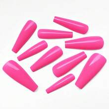 Long Coffin Nails - 100pc Hot Pink Press Ons, XL Fake Nails, Full Cover Acrylic Pink Ballerina Nails For Women & FFgirls{Inchcolor_nameinch:InchHotPinkinch} - 亮粉紅色 - 查看 4
