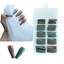 100pcs Extra Long Ballerina Fake Nail Glossy Mixed Color Press On Nails Full Cover Acrylic Coffin False Nails Christmas Decor For Women Fgirl DIY Manicure Extensions(Dark Green & Wine Red){Inchcolor_nameinch:InchMixedColorCinch} - 混合色C - 查看 5