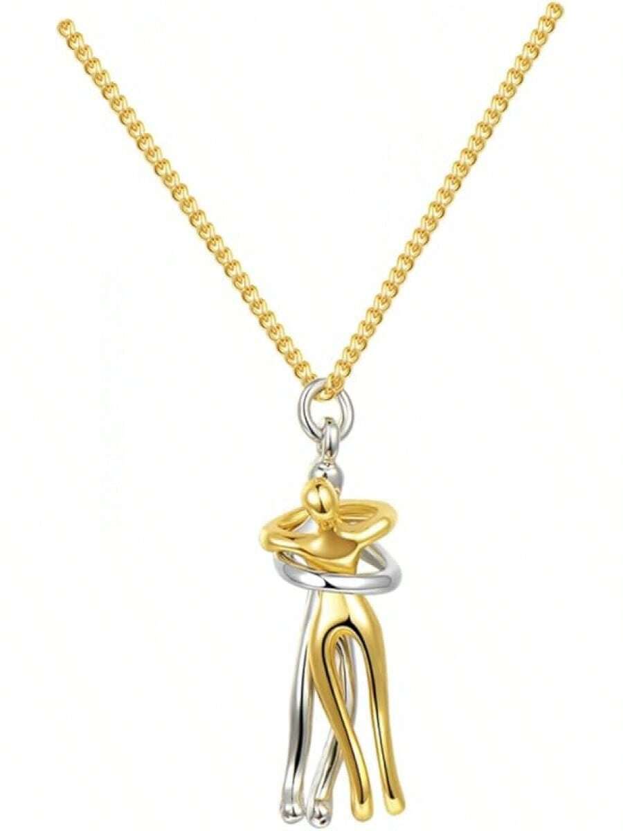 2 Piezas Collar de pareja Collar de collar de amor joyas abrazo amante collar joyería de la  collar de corazon para parejas collar de amante pareja abrazando collar - como se muestra x 2 piezas - Ver 1