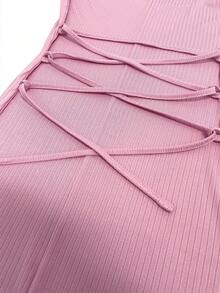 Women Square Neck Fitted Long Sleeve Solid Color Tie-Front Dress