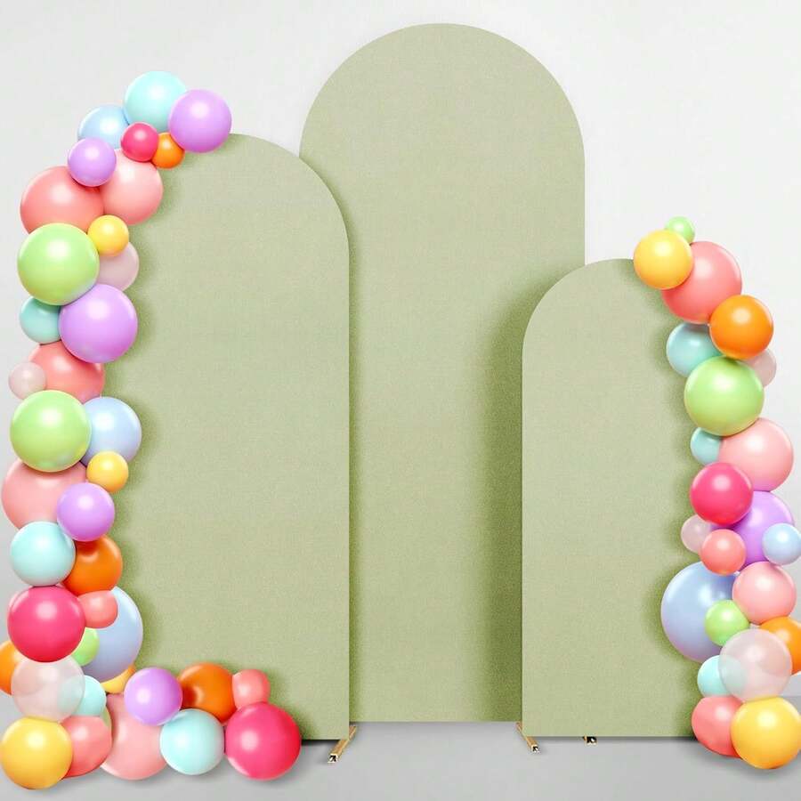 4ft, 5ft, 6ft, 6.6ft, 7.2ft Arch Backdrop, Light Green Double-Sided Stretch Fabric, Suitable For Wedding Arch, Dome Arch Backdrop, Also For Birthday Party And Wedding Arch Frame Decor (Excluding Stand, Fabric Only) - Olive Green - View 1