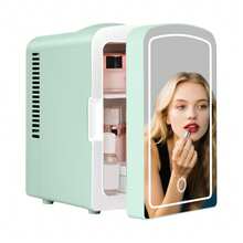 iceBlue LED Mirror Skincare Refrigerator- 4L Mini Fridge For Makeup & Drinks - Car/Home Portable Cooler