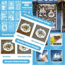 9 Sheet Christmas Window Clings White Snowflake Christmas Window Decorations Decals Xmas Santa Claus Reindeer Stickers For Glass Windows Holiday Office Home Indoor Outdoor - White - View 1