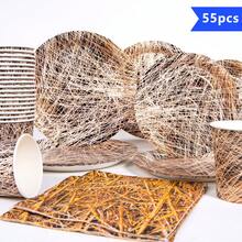 1 Set Gold Foil Disposable Plates, Napkins And Cups, Serves 10 Guests, Disposable Paper Plates Party Supplies Suitable For Birthday, Wedding, Party, Family Picnic - Multicolor - View 1