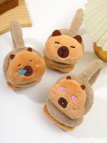 Women's Fluffy Capybara Ear Warmer, Capybara Floral Design Ear Warmer, Fashionable & Warm Ear Warmer For Women In Autumn/Winter Ear Muffs - Capybara - View 3