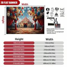 1 pancarta 2D con globos de colores y una carpa de circo mágica para una celebración soñadora - Perfecta para decoraciones de fiesta de cumpleaños y fiestas con tema de carnaval, hecha de material de poliéster duradero - Multicolor - Ver 4