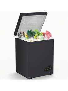 7.0 Cu Ft Deep Freezer With Removable Storage Basket, Black Top Open Door Freezer With 7 Level Adjustable Temperature,7.6-6.8°F - US B Type Plug(110-127V) - View 4