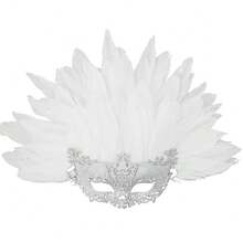 1 Bộ mặt nạ hóa trang dự tiệc dành cho nữ, mặt nạ lông vũ nửa mặt, mặt nạ bột đen, thích hợp cho lễ hội hóa trang, Giáng sinh, năm mới, trang phục dự tiệc, cosplay (lông vũ nhân tạo có thể tháo rời và sử dụng kép) - Nhiều màu - Xem 11