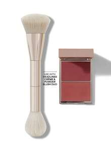 1 Peça Conjunto de Pincéis de Maquiagem de Duas Pontas, Incluindo Pincel Blush Angulado, Pincel Blush Redondo e Pincel de Pó, para Mulheres