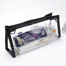 1pc Minimalist Transparent Pencil Case, Large Capacity Student Stationery Bag, Korean Fashion Pen Pouch, Suitable For Office, School, Bedroom, Can Be Used To Store And Organize Colored Pencils, Stationery, Cosmetics