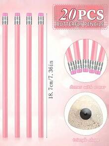 5pcs/10pcs/20pcs Pink Pencils With Erasers, Wooden HB Pencils, Cute Pencils Suitable For School, Art, Office, Drawing, Sketching, Learning, Smooth Writing, Precise Sketching - Durable, Fashionable And Minimalist Stationery, School Supplies, Office Supplies, Back To School Season.