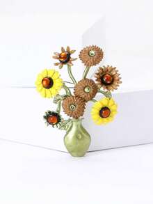 时尚珐琅梵高花瓶胸针 女士 中性 向日葵植物别针 办公室聚会 朋友礼物 珠宝配饰 情人节、妈妈、母亲、母亲节、礼物 - 梵谷花瓶 - 查看 7