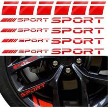 Pincuttee 14pcs Car Decal Stickers,Wheel Rim Decal Sticker,Sport Logo Reflective Stickers,Sport Emblem Car Rear Bumper Sticker,Rear Mirror Decals For Vehicles(Red,14PCS)