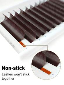 CoMango 12 filas de extensiones de pestañas individuales sintéticas de visón estilo C/CC/D/L/M, de 8-15mm de alta calidad, pestañas postizas de seda natural mate - Marrón Chocolate - Ver 5