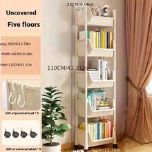 Carrito de almacenamiento móvil de cinco niveles con diseño con ruedas, adecuado para la sala de estar, el dormitorio y la cocina. Organiza libros y artículos de papelería del dormitorio. Estantería de almacenamiento multifuncional disponible en colores macaron/blanco. Regalo práctico para decoración de Halloween/Navidad - Multicolor - Ver 11
