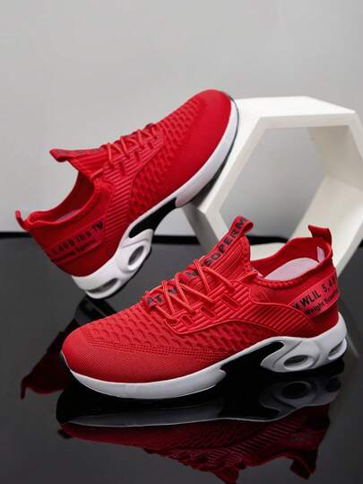 Men's Breathable Comfortable Air Cushion Bottom Sports Shoes, Casual Sports Travel Running Lace-Up Sneakers
