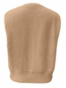 Vielseitiger und modischer Damen Braun Rundhals Ärmellose Pullunder, Süßes Sommer Top, Neue Damen Herbst 2025, Stilvoller Lässig Ausgehpullunder, Y2K 2000er Jahre Stil Pullunder, Valentinstag, Weihnachtsparty