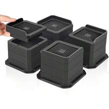 Bed Risers 1, 2, 3 Inch Stackable Furniture Risers With L - Shape Top Adjustable Sofa Raisers Couches Table Chair 4 Pack Black 4 Pack, 1, 2, 3 Inch - 1,2,3 Inch + 4 Pack - View 2