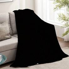 1PC Black Simple Flannel Blanket - Exquisite Design, Suitable For All Seasons, Nap, Office, Sofa, Car - Great Gift Choice, Durable Edges, Fun Shape, Small Throw Blanket - Multicolor - View 2