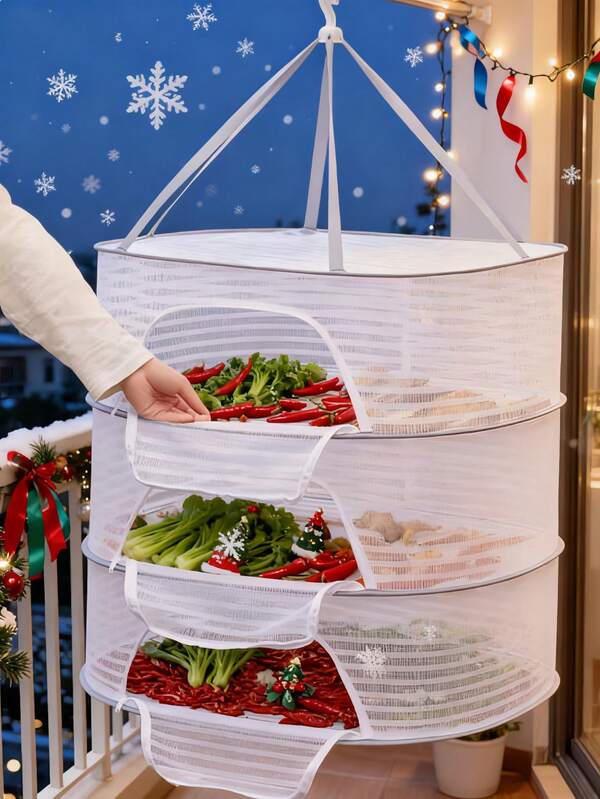 1-3 Tiers Foldable Drying Rack, 3 Layer Hanging Mesh Drying Rack, Foldable Herb Drying Rack Clothes Dry Basket With Hook And Zippers, Polyester Net, Saving Wall Mounted Design,Hanging Dryer For Buds, Fruits, Hydroponics Flowers, Vegetables, Fish, Clothes, Shrimp,Herbs, Zippered Fly Cage, Drying Rack Food, Boxes, Cabinets, Outdoor Storage Rack