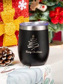 1PC Christmas Mug,Insulated Design,Black Christmas Tree Pattern,Keeps Drinks Hot Or Cold For A Long Time,Perfect Holiday Gift,Suitable For Coffee,Tea,Hot Chocolate,Suitable For Home,Office,And Travel,Holiday Theme Design,Durable Construction,A Must-Have For Coffee Lovers,Reusable,Dual-Use For Hot And Cold - Multicolor - View 4