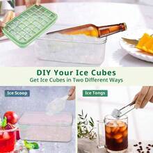 Cubiteras para Hielo de Silicona Con Tapa Y Cubo, Cubitera Silicona de Grado Alimenticio Cuchara para Congelador, Fcil liberacin Apilables Bandeja de 28 Moldes de Silicona Hielo Con Tapa Y Cubitera - inicial - Ver 4