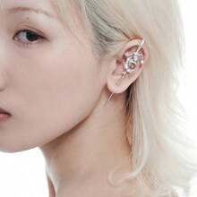 Creative Stars Moon Stud Earrings Geometric Fashion Personality Cold Wind Earrings Holiday Gift Women Earrings - 白色 - 查看 4