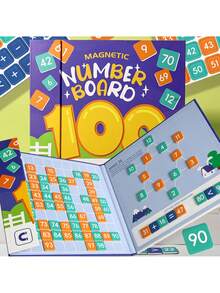 Kids Magnetic 1-100 Digit Board Set: 1-100 Math Operation Educational Toy For 3-8 Years Old, Foldable Playboard With Colorful Digital Blocks For Home & Travel Learning