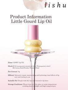 lishu Aceite labial de calabacita pequeña, hidratante y sin pegajosidad, minimiza las líneas de los labios, realza y aclara el color, aceite labial en roll-on para labios secos y agrietados - #01 Polvo de semilla de loto - Ver 11